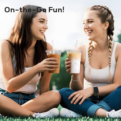 AOZITA 16 oz Plastic Cups with Lids and Straws, 50 Pack, Disposable Iced Coffee Cups with Lids, Clear Cups with Lids for Cold Drinks, Iced Tea, Milkshakes, Smoothies - Durable & BPA Free