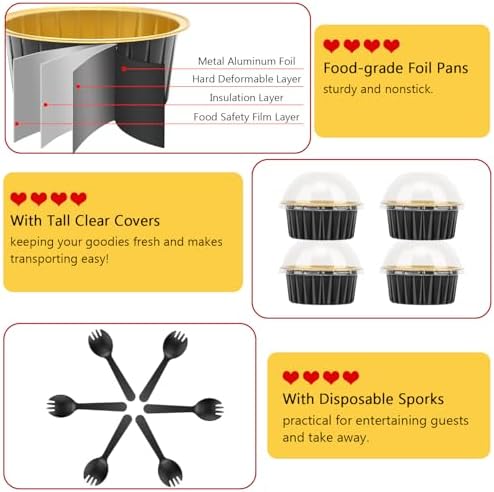 LNYZQUS 5oz Cupcake Pans with Dome Lids 100 Pack, Foil Dot Cake Cups
