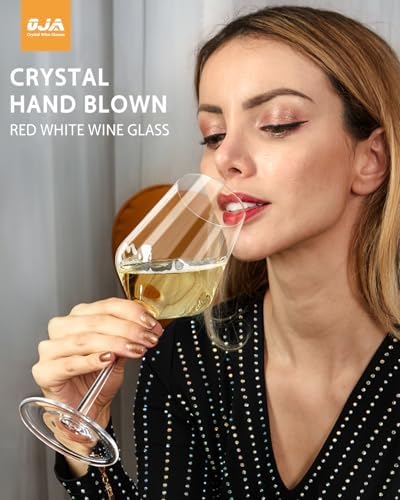 OJA Wine Glasses Set, Crystal Red Hand Blown Wine Glass, Set of 4, 15 oz