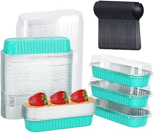 LNYZQUS Mini Cake Loaf Pans with Lids 100 Pack, 6.8oz Small Baking Tins