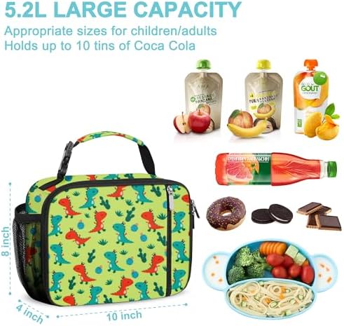 esouler Lunch Box Kids Insulated Lunch Bag for Boys & Girls Durable Children Lunchbox for School with Water Bottle Holder-Orange Dinosaur