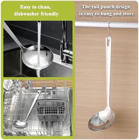 Berglander Stainless Steel Soup Ladle, 11.8" Durable Ladel Spoon for Serving or Cooking, Dishwasher Safe, Durable & Rust-Resistant Cooking Utensil