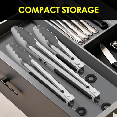 Stainless Steel Cooking Tongs, Heat Resistant Metal Tongs 9" and 12"