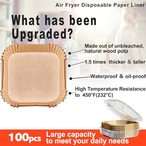 Air Fryer Disposable Paper Liner Square 10 Inch for 8-12QT Air fryer