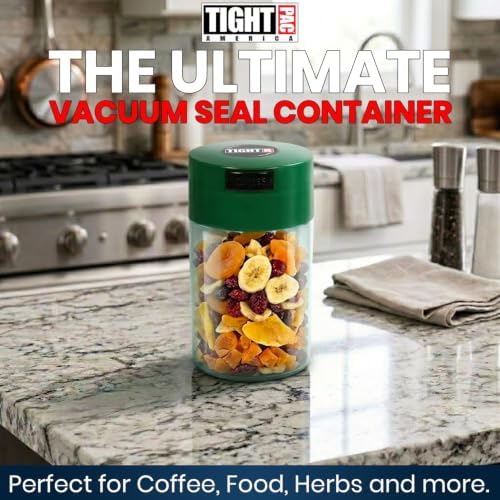 Tightvac Press-Seal Vacuum Airtight Smell Proof Container, D Green & Clear