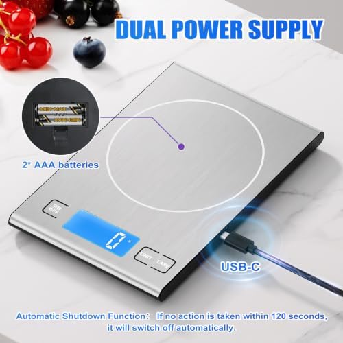 Diyife 33lb Rechargeable Stainless Steel Kitchen Food Scale, 9 * 6.3 inch