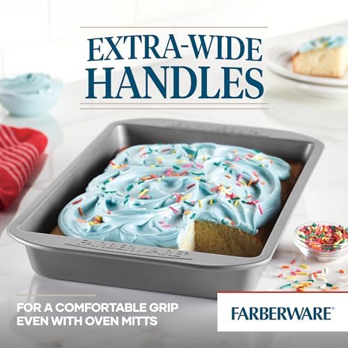 Farberware Nonstick Bakeware 9-Inch x 13-Inch Rectangular Cake Pan, Gray