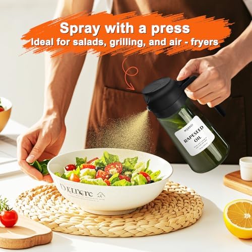 Olive Oil Sprayer for Cooking, 16oz Glass 2 in 1 Oil Dispenser Bottle