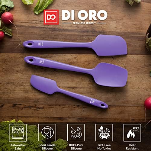 DI ORO Silicone Spatula Set - 600F Heat Resistant, 3-Pc Lavender