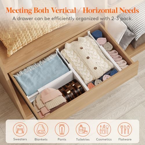 Lifewit 5" Tall Upgrade Drawer Dividers, Adjustable Deep Drawer Organizer
