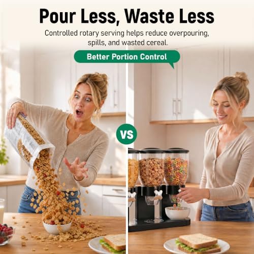 Countertop Cereal Dispenser 3 Pack, 6L Large Capacity for Small Dry Food