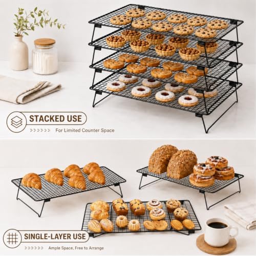 4 Tier Stackable Cooling Racks for Baking, 17 x 11 Inch