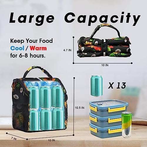 VLM Lunch Box for Women, Insulated Lunch Bag Women, Cute Floral Lunch Tote