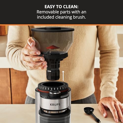 KRUPS Flat Burr Coffee Grinder 18 Settings 2-20 Cups Stainless Steel