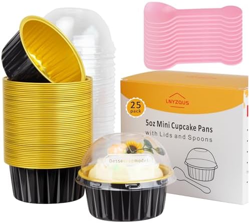 LNYZQUS 5oz Cupcake Tins with Dome Lids, Dot Cake Cups Mini Cake Pans