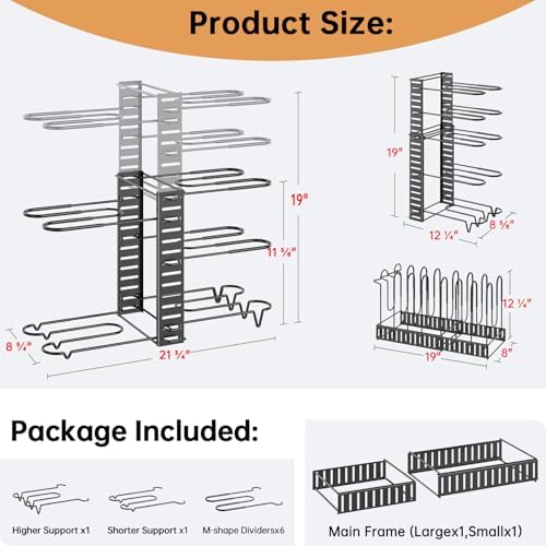 MUDEELA 8-Tier Adjustable Pots and Pans Organizer Rack under Cabinet, Blcak