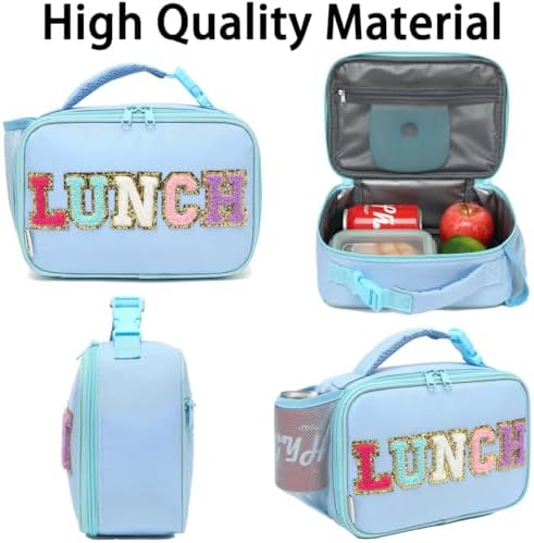 GYEUKHAM Insulated Lunch Box for School, Thermal Reusable Durable Freezable Lunch Bags for Kids Boys Girls Men Women - Small Soft Cooler Portable Lunch Tote Kit for Work Picnic Travel,Blue Alphabet