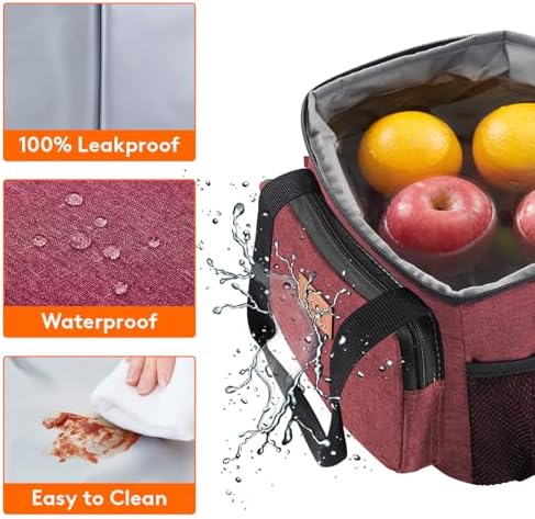 Lifewit Medium Lunch Bag, Insulated Lunch Box, Soft Cooler Cooling Tote for Adult Men Women, Burgundy 12-Can (9L)