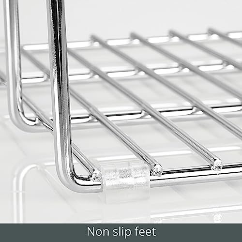mDesign 3 Slot Tray and Pan Rack — Metal Wire Rack for Pantry and Kitchen Storage — Freestanding Pan Lid Holder Also for Baking Trays and Crockery – Silver