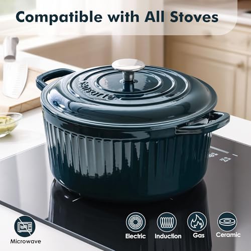 SENSARTE 3.5QT Enameled Cast Iron Dutch Oven Pot with Lid&Cotton Potholders