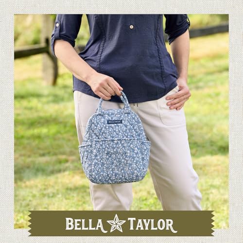 Bella Taylor Lunch Tote, Quilted Lunch Bag, Heritage Blue Floral