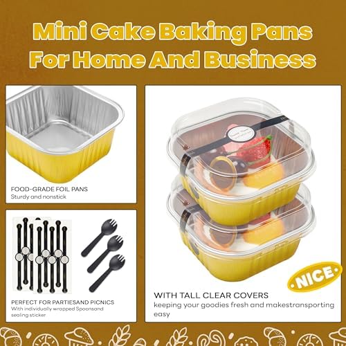 NPLUX Mini Halloween Baking Pans with Lids, 10oz 50 Pack for Home Bakers