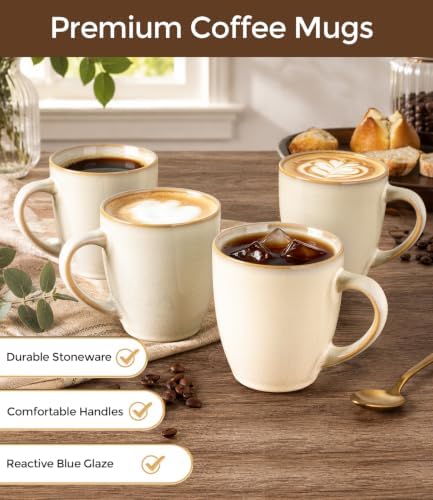 GBhome 12OZ Coffee Mugs Set of 4, Stoneware Coffee Mugs Set, Dishwasher & Microwave Safe