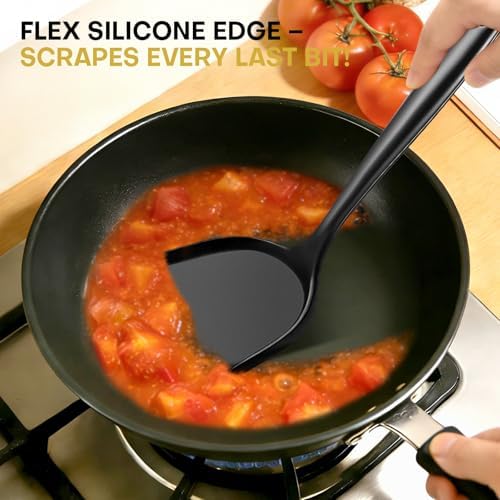 3 Pieces Spatula, Pacifier-Grade Silicone Spatulas Set Heat Resistant 600℉ for Food Safety, Premium Non-Stick Silicone Solid Turner BPA Free for Cooking, Enhances Cooking Comfort