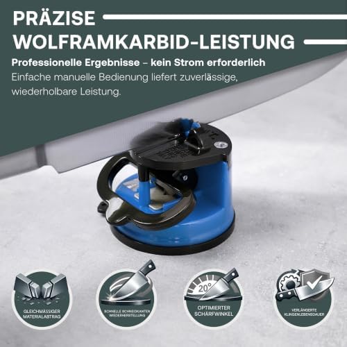 AnySharp – GLOBAL – Easy to Use, Hands Free Knife Sharpener - Blue