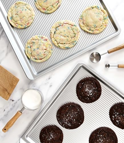 USA Pan Bakeware Cookie Sheet, Warp Resistant Nonstick Baking Pan, Made in the USA from Aluminized Steel, Large Set of 2
