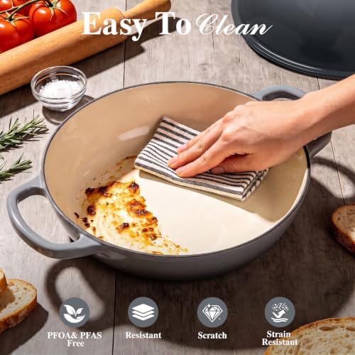 Umite Chef 6QT Enameled Cast Iron Dutch Oven for Bread Baking
