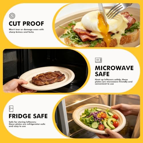 RACETOP Compostable Oval Paper Plates 12 Inch 125 Pack