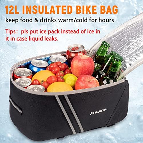 JXFUKAL Rear Bike Rack Bag with Rain Cover, 7L/9L/10L/12L Ebike Bag