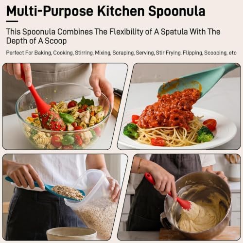 3 PACK Silicone Cooking Spatula & Spoon for Nonstick Cookware, BPA-Free