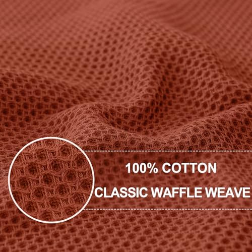 Homaxy 100% Cotton Oversized Waffle Weave Kitchen Towels 4-Pack, Rust