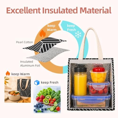 iknoe 9L Insulated Lunch Bag for Men & Women, Leak-Resistant Black