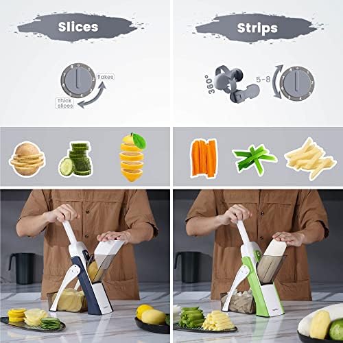 SupMaKin Safe Mandoline Slicer, Potato Slicer Maual Vegetable Chopper Adjustable Thickness Food Cutter, Kitchen Chopping Artifact for Cooking Meal Prep (Gray)