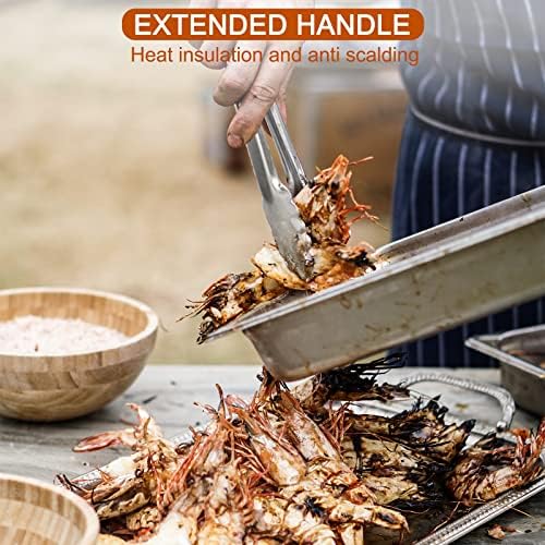 9 Pieces Stainless Steel Kitchen Tongs Grilling Locking Cooking Tongs Non-Slip Metal Food Tongs for Cooking, Salad and BBQ, 7, 9 and 12 Inch