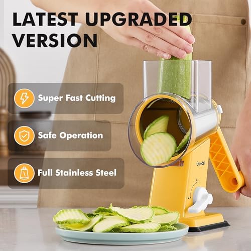Geedel Upgraded Rotary Cheese Grater Hand Crank, Vegetable Shredder Slicer