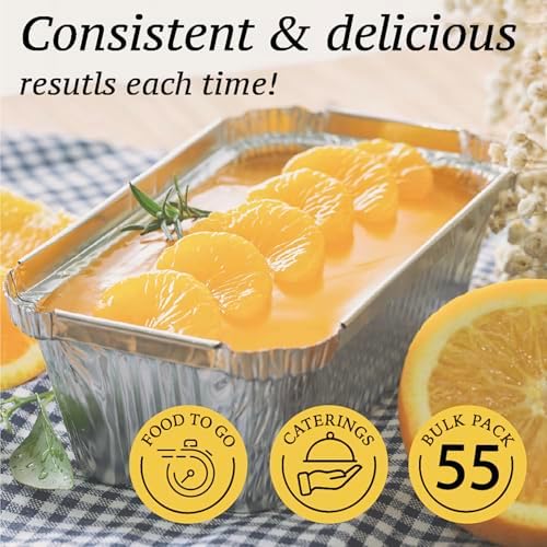 (55 Pack Aluminum Loaf Pans with Lids 1.5 LB Disposable Bread Tins for Baking, Lunch Containers, Single Serve Baking Dishes - Foil Loaf Pans, Aluminum Bread Pans 7.8 x 4.3 x2 Inches