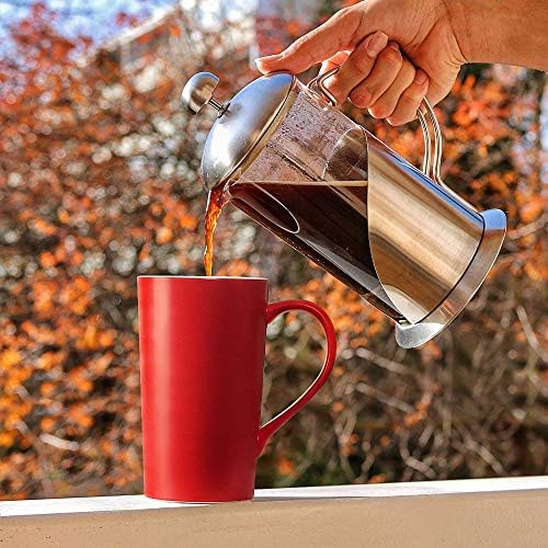 20 oz Large Coffee Mugs, M007 Tall Ceramic Cup with Handle for Dad Men, Set of 2, Christmas Red