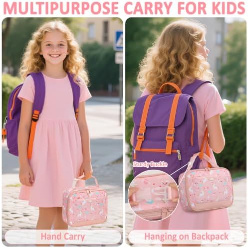 Tenot Lunch Box Kids Insulated Lunch Tote Bag Pink Unicorns