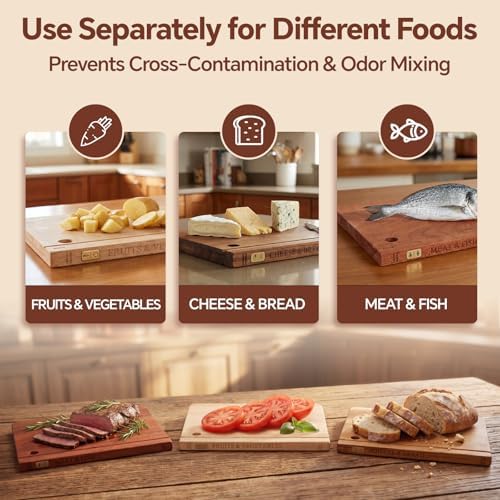Wood Book Cutting Board Set with Stand, Wooden Cutting Boards for Kitchen,Knife Friendly Decorative Board that Look Like Books, Easy to Store & Clean,Unique Gift for Book Lovers & Home Cooks