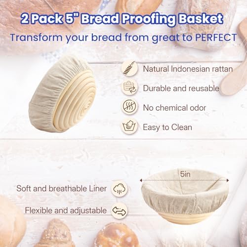 YONILL Mini Double Dutch Oven with Lid for Sourdough Bread Baking (Blue)