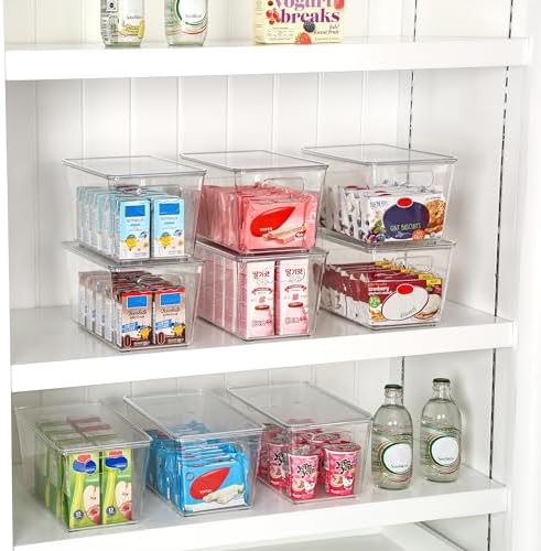 Vtopmart 6 Pack Clear Stackable Storage Bins with Lids and Handles, Medium