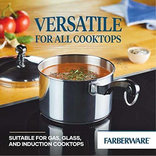 Farberware Classic Stainless Steel 2-Quart Mirror Satin Covered Saucepan,Silver,(Pack of 3)