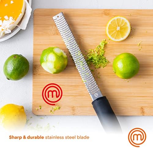 MasterChef Lemon Zester Grater with Handle, Stainless Steel, Non Slip Grip