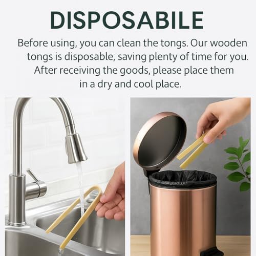 36Pcs Mini Bamboo Tongs For Charcuterie, Disposable Wooden Serving Tongs