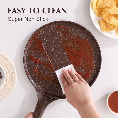 SENSARTE 10 Inch Nonstick Crepe Pan Granite Coating Pancake Pan Brown