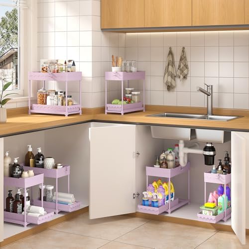 Sevenblue 3-Pack 2-Tier Under Sink Organizers with Sliding Drawers